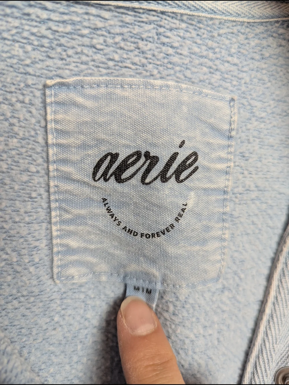 Aerie Women Size M Oversized Icy Blue Getaway Quarter Snap Sweatshirt - Picture 7 of 13